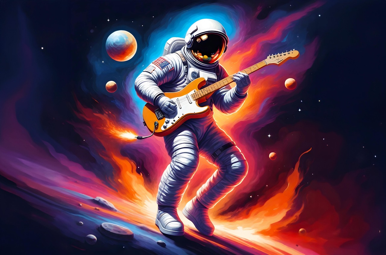 ai generated, astronaut, space, rockstar, guitar, music, rock, artist, fantasy, rockstar, rockstar, rockstar, rockstar, rockstar, guitar, music, music, artist, artist